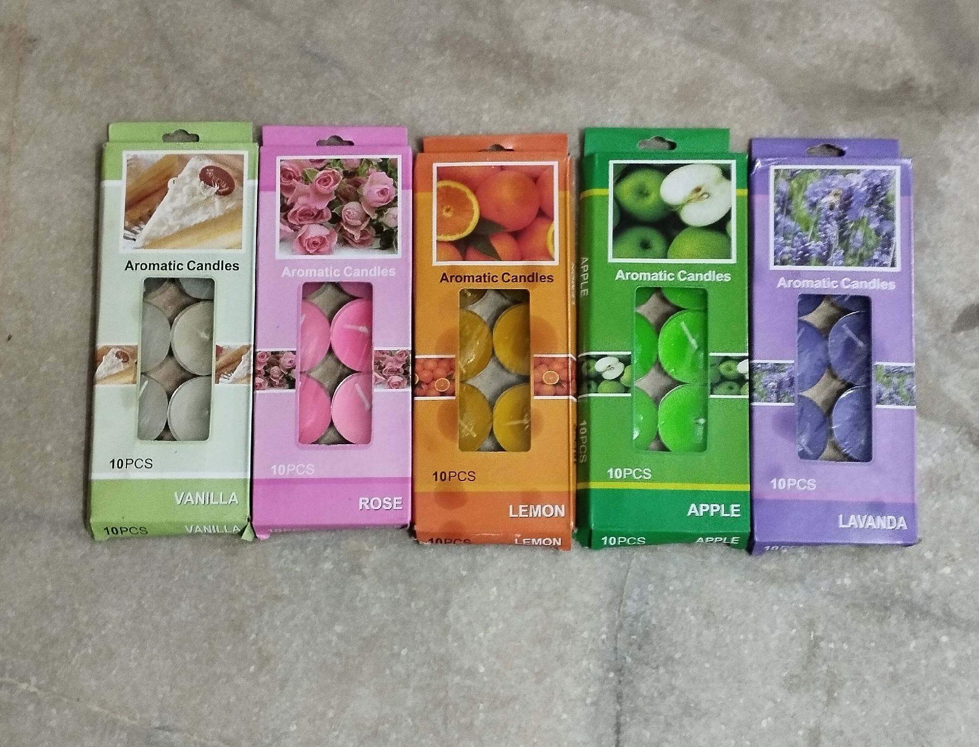 Aromatic Candles (Pack of 10p) In Vanial Rose Lemon Apple Lavanda Fragrance